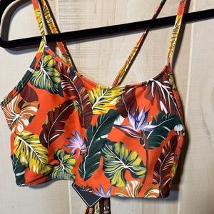 Zaful Vibrant Leaf Print Bikini Top